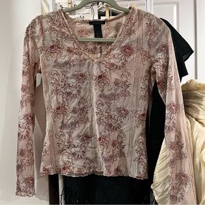 y2k pattern mesh top